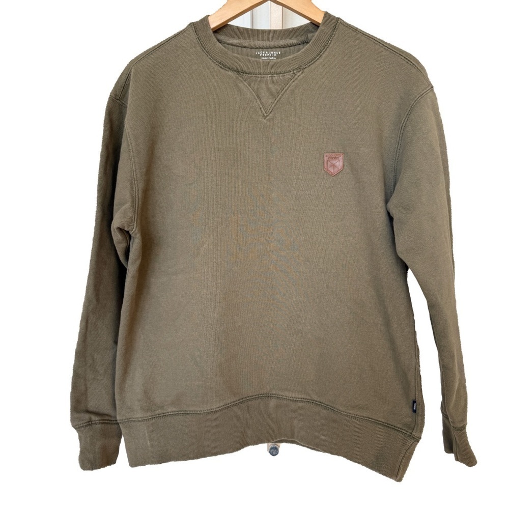 Jack & Jones Men's Olive Green Crew Neck Sweatshirt Size M Pullover Modern